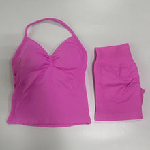 Load image into Gallery viewer, No Logo 2Pcs Gym Set Women Backless Tank Tops High Waist Scrunch Seamless Shorts Gym Suit Fitness Clothes Activewear Workout Set