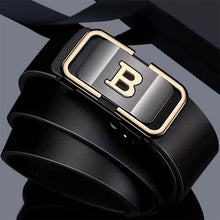 Load image into Gallery viewer, Men's Toothless Automatic Buckle New Fashion Belt with Letter Button Business Fashion High Quality Belt Festival Gift Selection