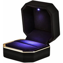Load image into Gallery viewer, 1 Pcs LED Jewelry Ring Box Luxury Velvet Rubber Necklace Pendant Gifts Display With Light For Proposal Engagement Wedding Case