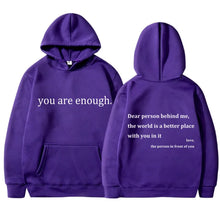 Load image into Gallery viewer, YOU ARE ENOUGH Hoodie Men&#39;s Casual Fleece Pullover Streetwear Sweatshirt