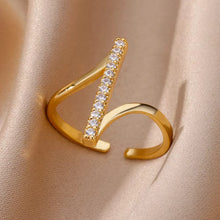 Load image into Gallery viewer, Stainless Steel Zircon Geometric Rings For Women Luxury Evil Eye Gold Color Adjustable Trendy Wedding Aesthetic Jewerly Gift