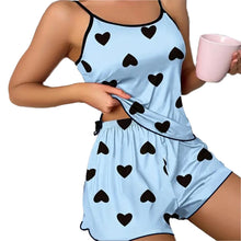 Load image into Gallery viewer, Women's Pajama Set Pajamas T-Shirts Shorts Pink Heart-Shaped Print Round Neck T-Shirt Ice Silk Top Comfortable Casual Summer ﻿