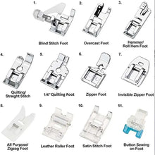 Load image into Gallery viewer, 11-Piece Sewing Machine Presser Feet Set for Brother, Singer, Janome, Babylock, Kenmore