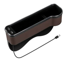 Load image into Gallery viewer, New Car Crevice Storage Box with 2 USB Charger Colorful LED Seat Gap Slit Pocket Seat Organizer Card Phone Bottle Cups Holder
