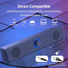 Load image into Gallery viewer, PC Soundbar – Wired &amp; Wireless Bluetooth USB Powered Speaker for TV, PC, Laptop, Gaming