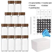 Load image into Gallery viewer, 13Pcs Glass Spice Jars with Bamboo Lids 4oz Glass Jars Spice Jar Set Seasoning Jars Organizer Storage Bottles for Spice Rack