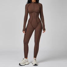 Load image into Gallery viewer, Yoga Bodysuit Long Sleeved Women's Tracksuits Gym Zipper Jumpsuits Sports Workout High-intensity Fitness One-piece Tights Suit