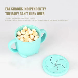 Silicone Baby Snack Cup - Portable Solid Color Container with Lid