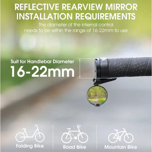 Bicycle Mini Mirror - 360° Rotate, Handlebar Rearview Mirror for MTB/Road Bike Safety