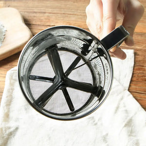 Stainless Steel Flour Sifter Baking Powder Sugar Shaker Hand Press Design