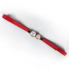 Load image into Gallery viewer, Elegant Double Pearls Buckle Elastic Women Belts Thin Straps Lady Girl Dress Skirt Decor Waistbands Trouser Decoration GM113