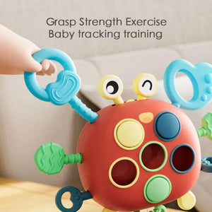 Montessori Baby Toys Finger Training Soft Silicone Teether Sensory Pull String Crab
