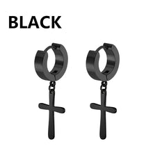 Load image into Gallery viewer, 1 Pairs Punk Stainless Steel Stud Earrings Black Earrings Set For Men Women Vintage Hip Hop Piercing Ear Jewelry