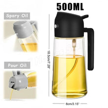 Load image into Gallery viewer, 1-2PCS 2in1 Olive Oil Dispenser Bottle 500ml Plastic Oil Sprayer Cooking Oil Spray Tank BBQ Baking Picnic Kitchen Tools for Home