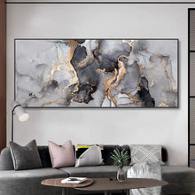 Load image into Gallery viewer, Large Abstract Black Gold Canvas Painting Marble Texture Wall Art Modern Decor