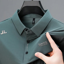 Load image into Gallery viewer, New Men's Business Casual Short Sleeved Shirt with Badge Solid Color Polo Shirt Fashionable Breathable Comfortable Versatile Top