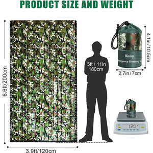 Emergency Camo Sleeping Bag - Waterproof Survival Outdoor Camping Hiking