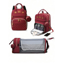 Load image into Gallery viewer, 3 In 1 Diaper Bag Backpack Foldable Baby Bed Waterproof Travel Bag with USB Charge Diaper Bag Backpack with Changing Bed 3 types