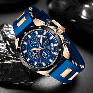 LIGE Fashion Men's Quartz Chronograph Sport Watch - Luxury Waterproof Wristwatch