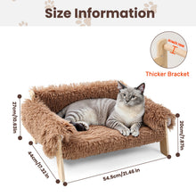 Load image into Gallery viewer, Large Cat Bed Sturdy Wooden Leg Raised Plush Cat Sofa Bed Kitten Bed for Indoor Cats - Soft Cat Couch