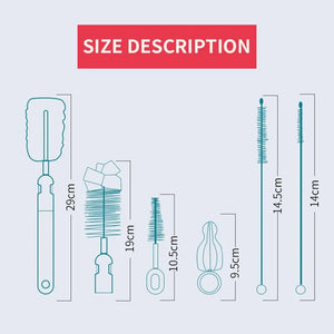 6 PCS 360° Bottle Brush Cleaning Set - Nipple & Corner Cleaner Kit