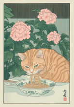 Load image into Gallery viewer, Japanese Tabby Cat in Bathtub Poster Prints Canvas Painting Retro Aesthetic Wall Art Picture Japandi Bathroom Toilet Home Decor