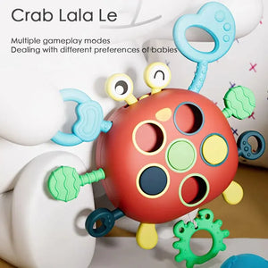Montessori Baby Toys Finger Training Soft Silicone Teether Sensory Pull String Crab
