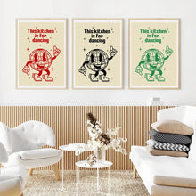Load image into Gallery viewer, Retro Kitchen Food Cartoon Poster Character Coffee More Espresso Less Depresso Quotes Poster Wall Canvas Painting Room Decor