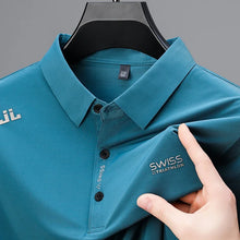 Load image into Gallery viewer, New Men's Business Casual Short Sleeved Shirt with Badge Solid Color Polo Shirt Fashionable Breathable Comfortable Versatile Top
