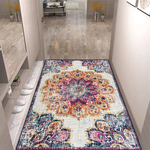 Luxury Crystal Velvet Entry Door Floor Mat Retro Carpet Light Foot Entryway Rug