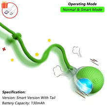 Load image into Gallery viewer, Dog Cat Interactive Ball Toy Automatic Rolling Ball Faux Tail Rechargeable Smart Pet Electric Toy Dog Cat Training Imitate Mouse