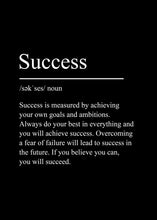 Load image into Gallery viewer, Black Minimalist Inspirational phrases Poster Print Success Focus Patience Definition Canvas Painting for Home Office Wall Decor