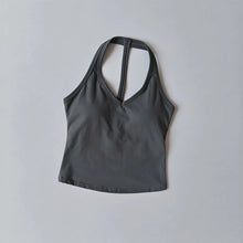 Load image into Gallery viewer, Women's Summer V-Neck Yoga Sports Vest Hanging Back Neck Design Outdoor Running Training Gathered Fit Active Wear Top