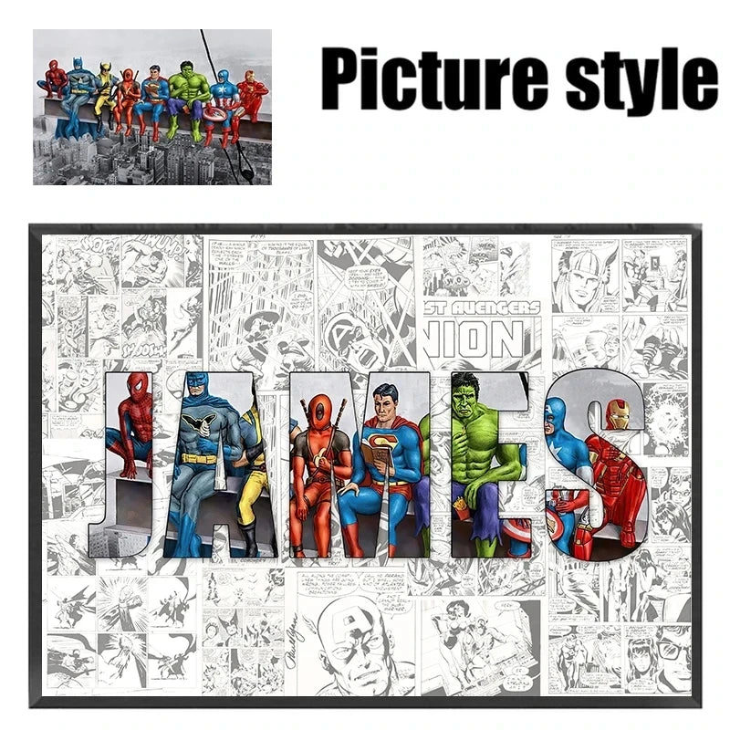 Personalised Marvel Movie Heroes Canvas Poster – Spider-Man & Iron Man Wall Art
