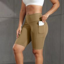 Load image into Gallery viewer, CHRLEISURE Women Solid Yoga Shorts with 3 Pockets High Waist Butt Lifting Workout Tights Gym Elastic Cycling Shorts Activewear