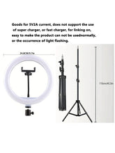 Load image into Gallery viewer, 110cm tripod stand+O-clip, equipped with 10 inch live streaming ring fill light and selfie live streaming artifact