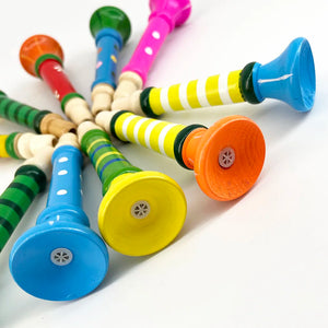 Wooden Trumpet Toy Horn Whistle - Kids Educational Montessori Musical Instrument