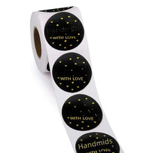 Load image into Gallery viewer, Black Foil Thank You Stickers Handmade Baking Packaging Sealing Labels Round Shape