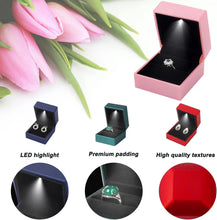 Load image into Gallery viewer, LED Light Ring Box Engagement Proposal Wedding Luxury Gift Box Red Wine Ring Case for Valentine's Day Anniversary Christmas