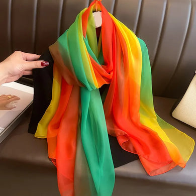 Summer Silk Satin Scarf: Fashion Print Beach Wrap Hijab Bufanda Ladies Stole