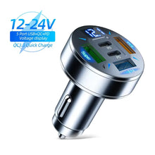 Load image into Gallery viewer, 250W 5 Ports Car Charger Fast Charging PD QC3.0 USB C Car Phone Charger Type C Adapter In Car For IPhone