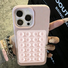 Load image into Gallery viewer, Luxury 3D Suction Cup Stand Litchi Pattern Phone Case For iPhone 17 16 15 14 Pro Max Plus 11 12 13 Pro Max X XR XS 16E Cover