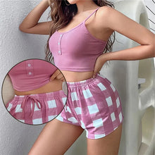 Load image into Gallery viewer, 2-Piece Silk Satin Pajama Set: Sleeveless Print Sleepwear for Women