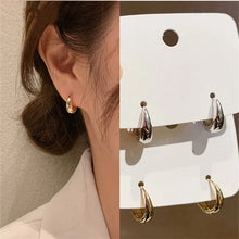Load image into Gallery viewer, Huitan Fashion Metal Hoop Earrings for Women Simple Versatile Daily Wear Everyday Ear Accessories Young Girls Statement Jewelry