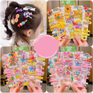 14Pcs Cartoon Baby Hair Clip Set Flower Fruit Girl Barrettes Kids Accessories