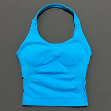 Load image into Gallery viewer, HISTELLO Impact Halter Top Seamless Longline Strappy Gym Top Women Built-in Bra Removable Cups Activewear Yoga Tank Tops