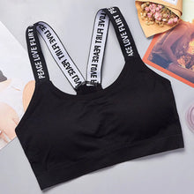 Load image into Gallery viewer, Sports underwear Women Yoga Fitness Seamless Crop Top Wide Letter Straps Comfortable Workout Activewear