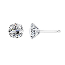 Load image into Gallery viewer, Bamoer CZ Stud Earrings 925 Sterling Silver Platinum Plated Round Cubic Zirconia Hypoallergenic Barbell Earrings 4-7mm