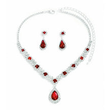 Load image into Gallery viewer, 3 pieces of women's crystal droplet necklace with earrings set for wedding evening dress accessories
