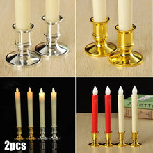 Load image into Gallery viewer, 2pcs Taper Candle Holders Candlestick Silver Gold Rod Wax Base For Wedding Party Festival Candlestick Home Decor Candle Holders